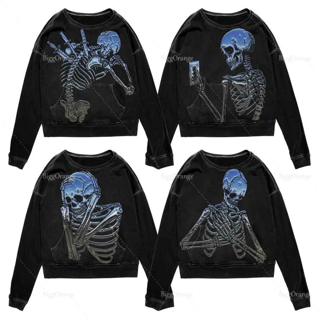 Women Printed Sweatshirts Casual Loose Fashion Pullover Hoodie Heavyweight Fashion Hip Hop Men y2k clothes 2000s