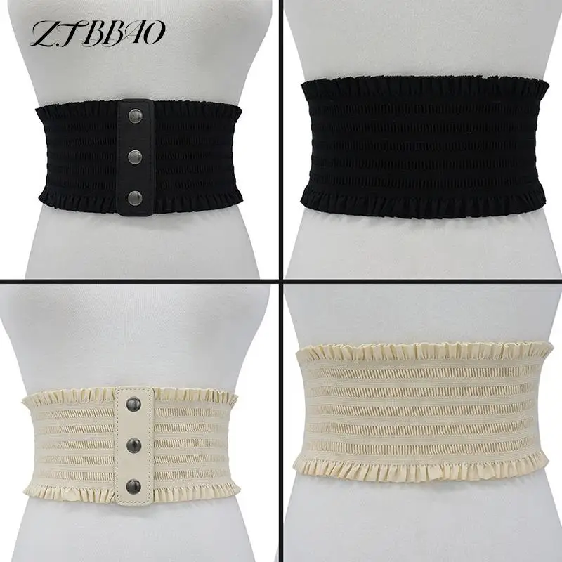 

1PCS Women's Ladies Designer Overcoat Belt Black Elastic Wide Waistband Pu Leather Ladies Overcoat Belt For Women