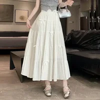 FA603 2024 Summer New Women's Temperament Gentle Half Skirt High Waist Slim Design Small Cake A-line Mid length Skirt 1