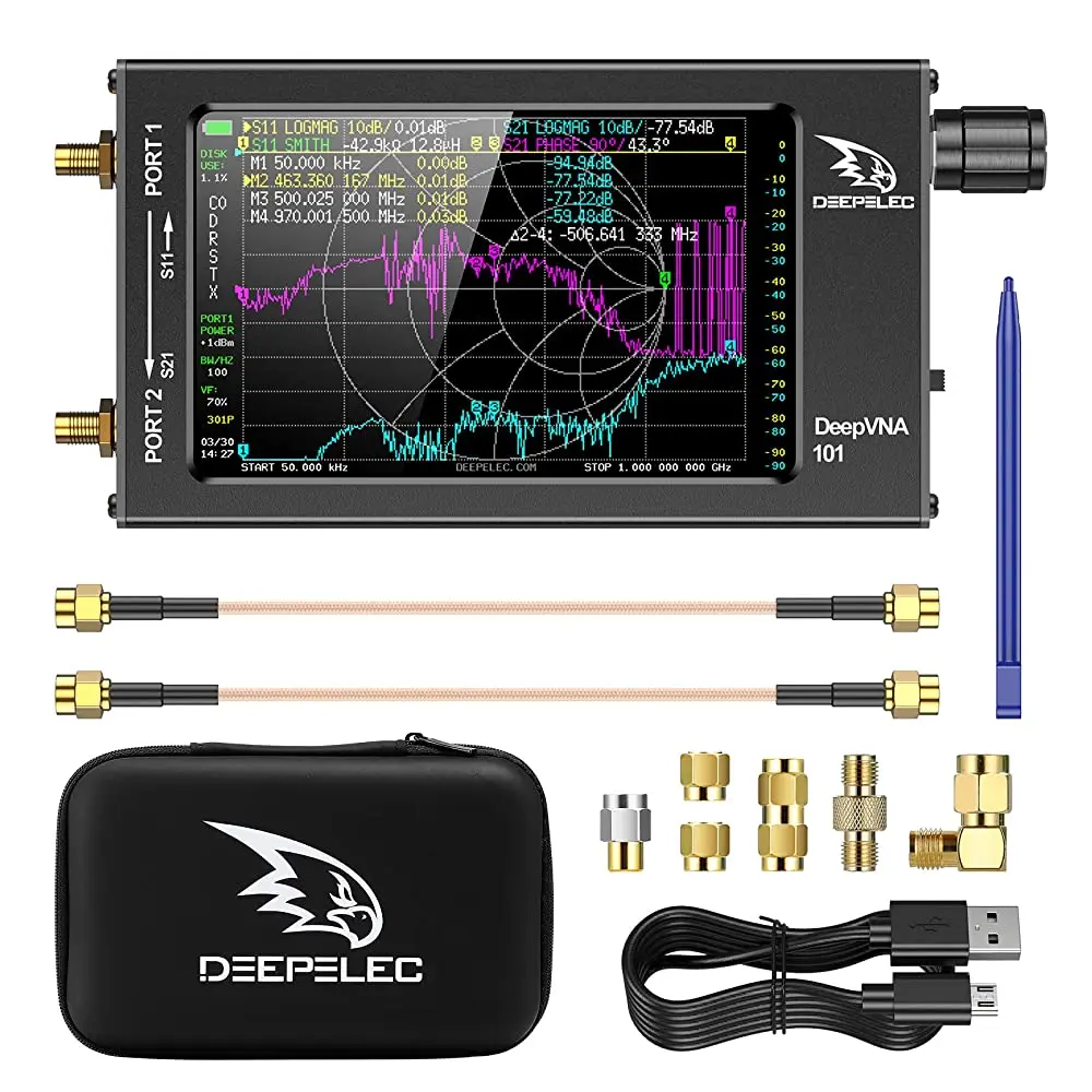 NanoVNA-F DeepVNA-101 Vector Network Analyzer 10k-1.5GHz SWR Meter VHF UHF Antenna Analyzer 4.3" IPS LCD Metal Case Handheld