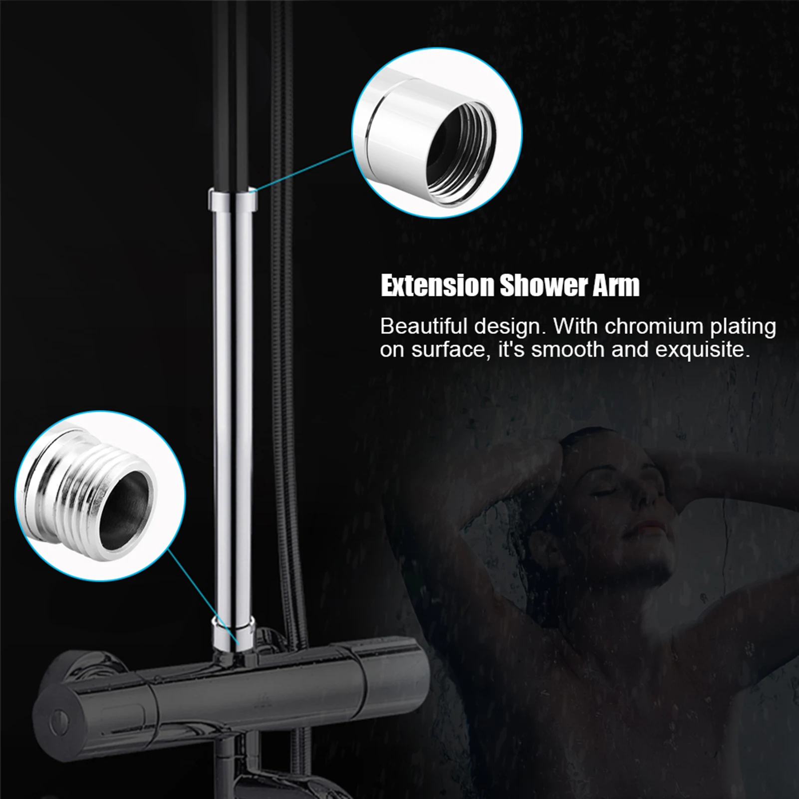Stainless Steel Adjustable Shower Arm Extension Rod