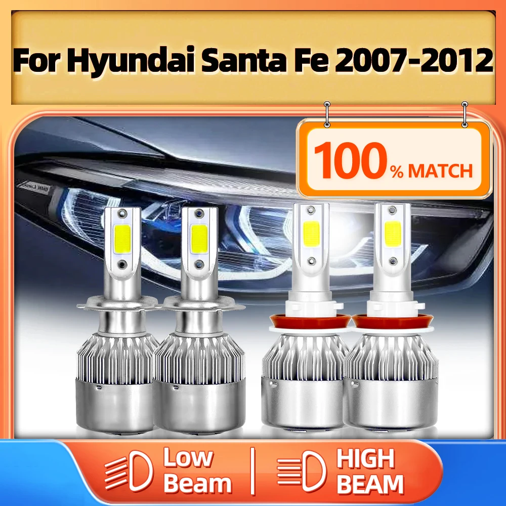 

H7 H11 Car Headlight Bulbs CSP Chips LED Lamp 40000LM Auto Lights 6000K 12V For Hyundai Santa Fe 2007 2008 2009 2010 2011 2012