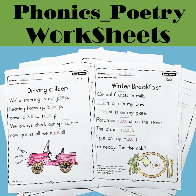 english phonic poetry sentence filling worksheets preschool learn english words passages workbooks kids reading writing books card books aliexpress