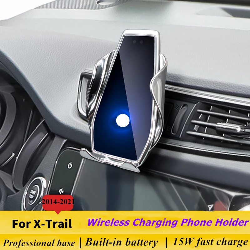 

For Nissan X-Trail 2014-2021 Car Phone Holder 15W Qi Wireless Car Charger Stand for iPhone Xiaomi Samsung Huawei Universal