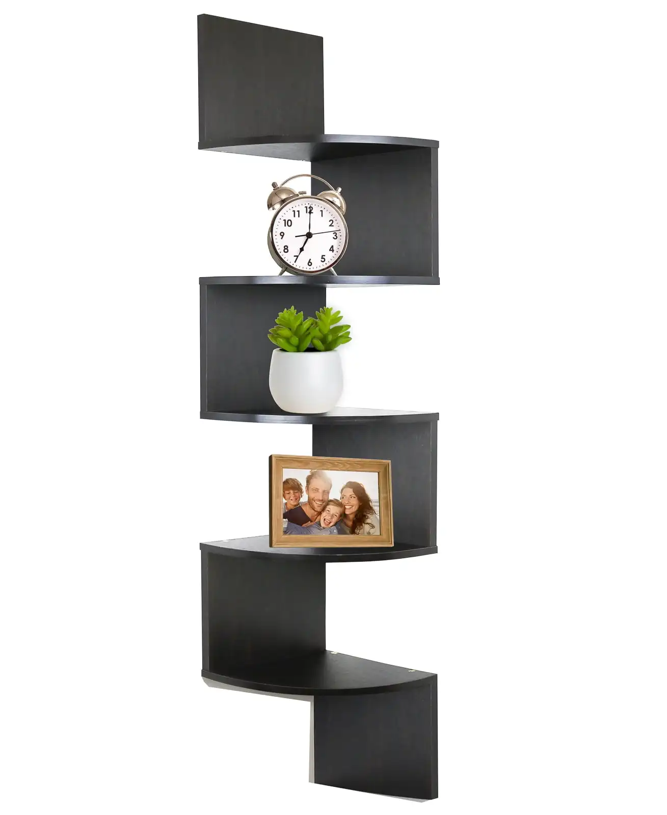 

Greenco 5 Tier Wall Mount Floating Corner Shelves Espresso Finish