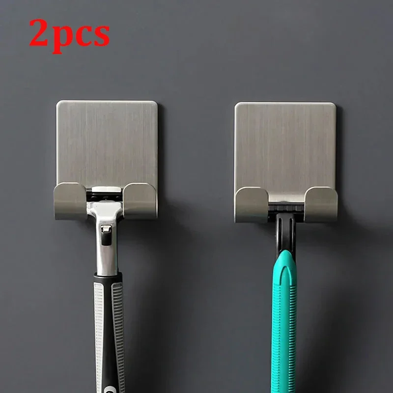 2pcs Razor Holder 304 Stainless Steel Men Shaving Shaver Razor Stand Shelf Shaving Storage Rack Bathroom Hook Organizer