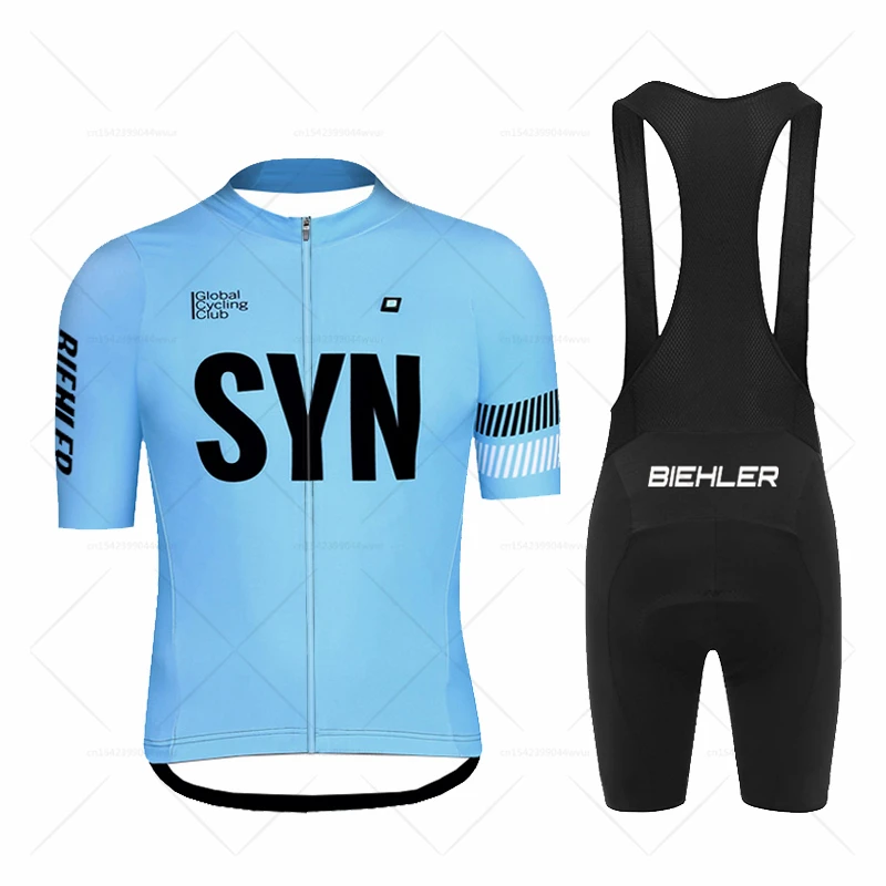 2023 Biehler Short Sleeve Jersey Syn Summer Cycling Set Sports Bike Uniform Outdoors Bicycle