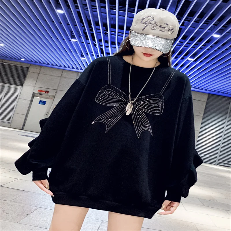 

Sandro Rivers Bowknot Space Cotton Sweater Women's Plush Medium Long European Style Autumn/Winter 2022 New Loose Lotus Leaf Top
