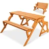 2-in-1 Transforming Interchangeable Outdoor Wooden Picnic Table Garden Bench for Backyard, Porch, Patio, Deck w/Umbrella 1