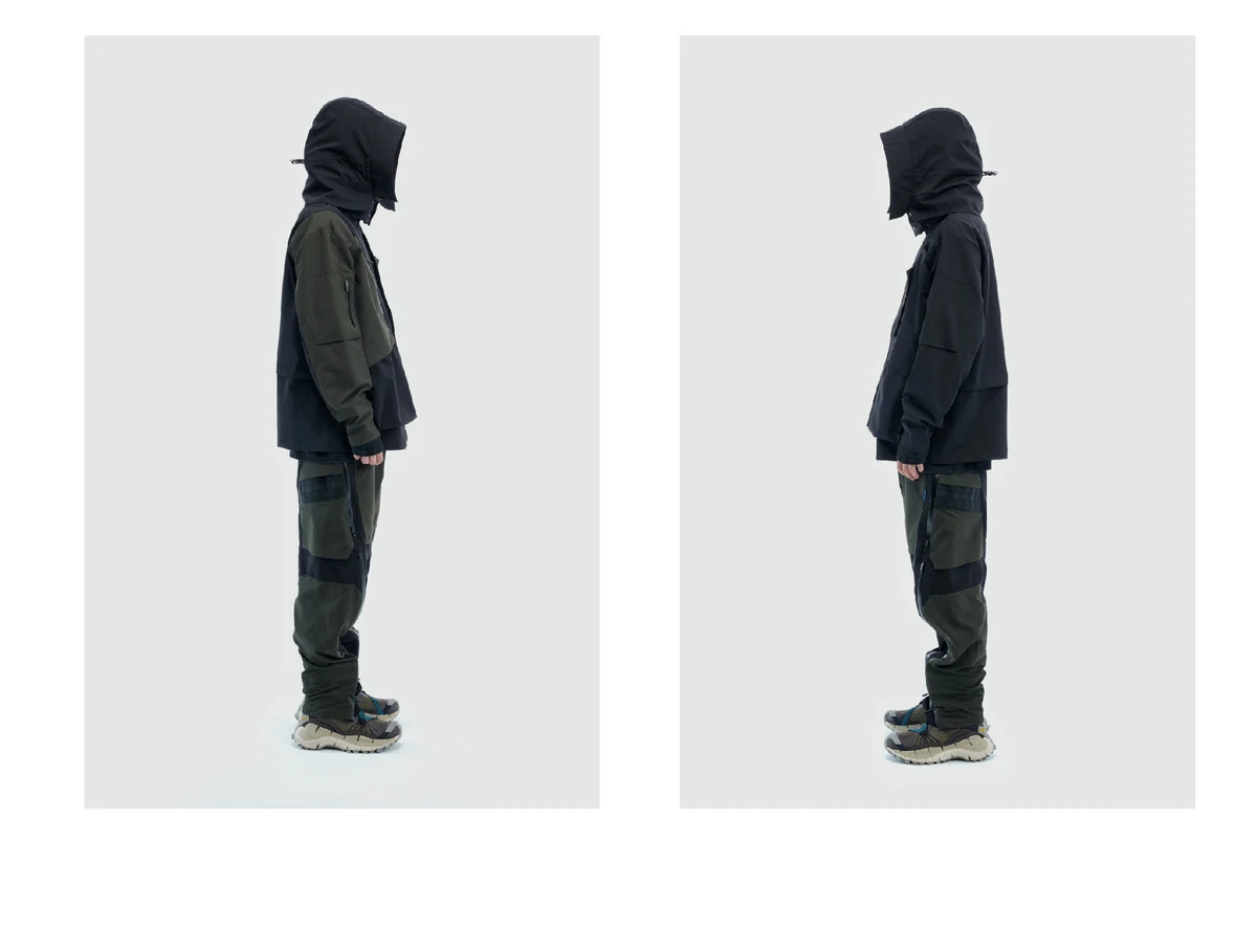 Reindee Lusion 21aw double shape zipper waterproof pants side molle waist adjustment stitching materials techwear gorpcore