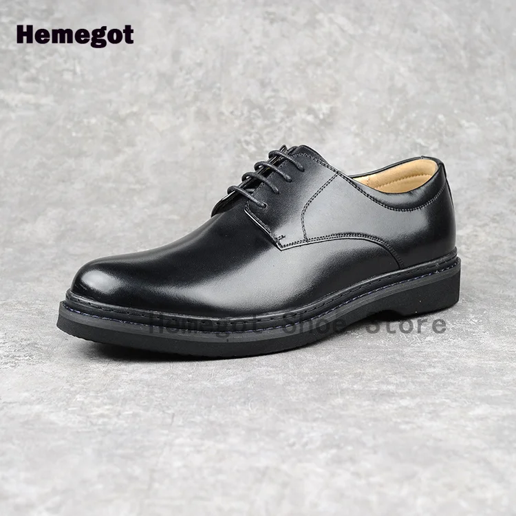 Men's Black Leather Dress Shoes British Style Business Lace Up Handmade Casual Plus-Size
