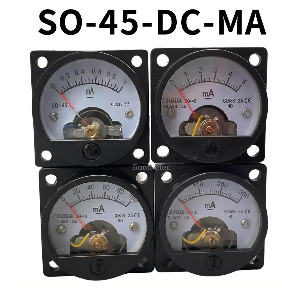 High-Precision Black Analog Panel Ammeter, 0-100mA Range, Round Design