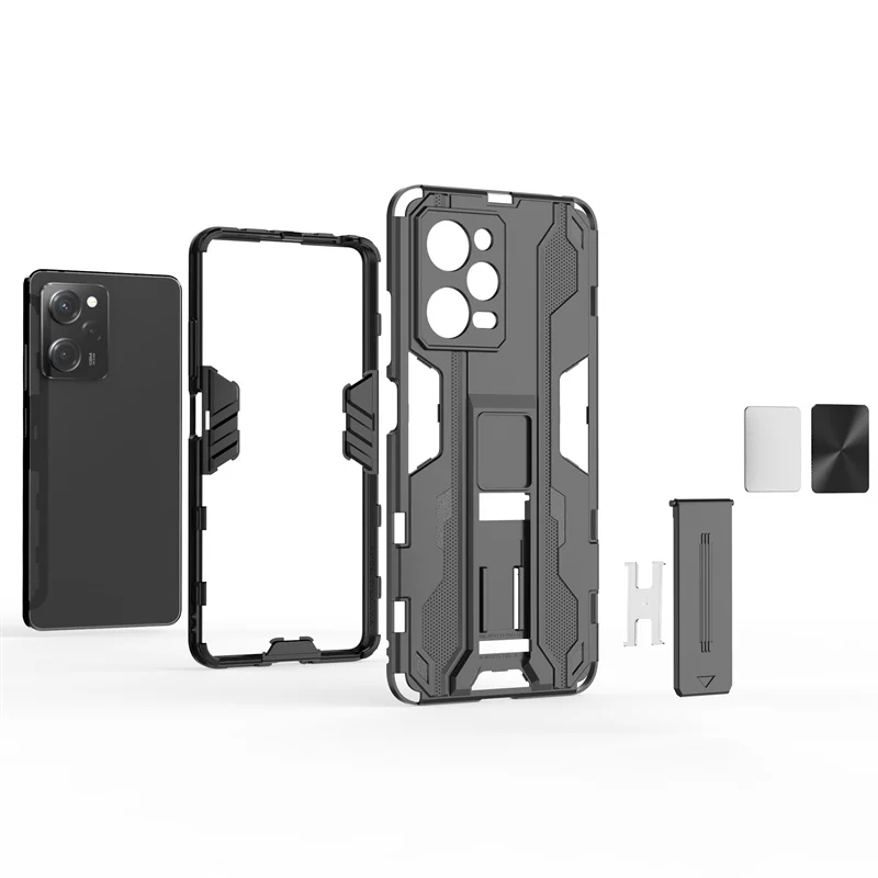 Shockproof Armor Phone Case with Car Magnetic Holder and Stand Back Cover