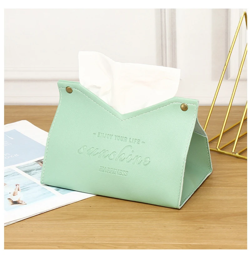Pu Leder Tissue Box V-förmigen Öffnung Rolle Papier Wc Papier Auto Wohnzimmer Hotels Schlafzimmer Studie Serviette Lagerung für Zuhause – Detail 18