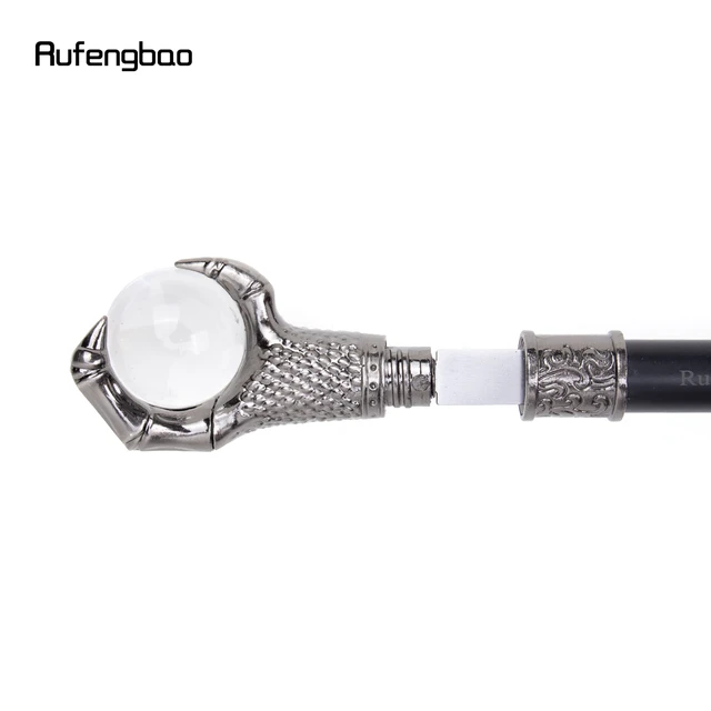 Silver Dragon Claw Grasp Glass Ball Single Joint Walking Stick with Hidden  Plate Self Defense Cane Plate Cosplay Crosier 93cm - AliExpress