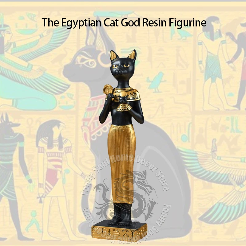 The ancient Egyptian cat god guardian tabletop ornament Egyptian travel collectible home decoration handicraft decoration