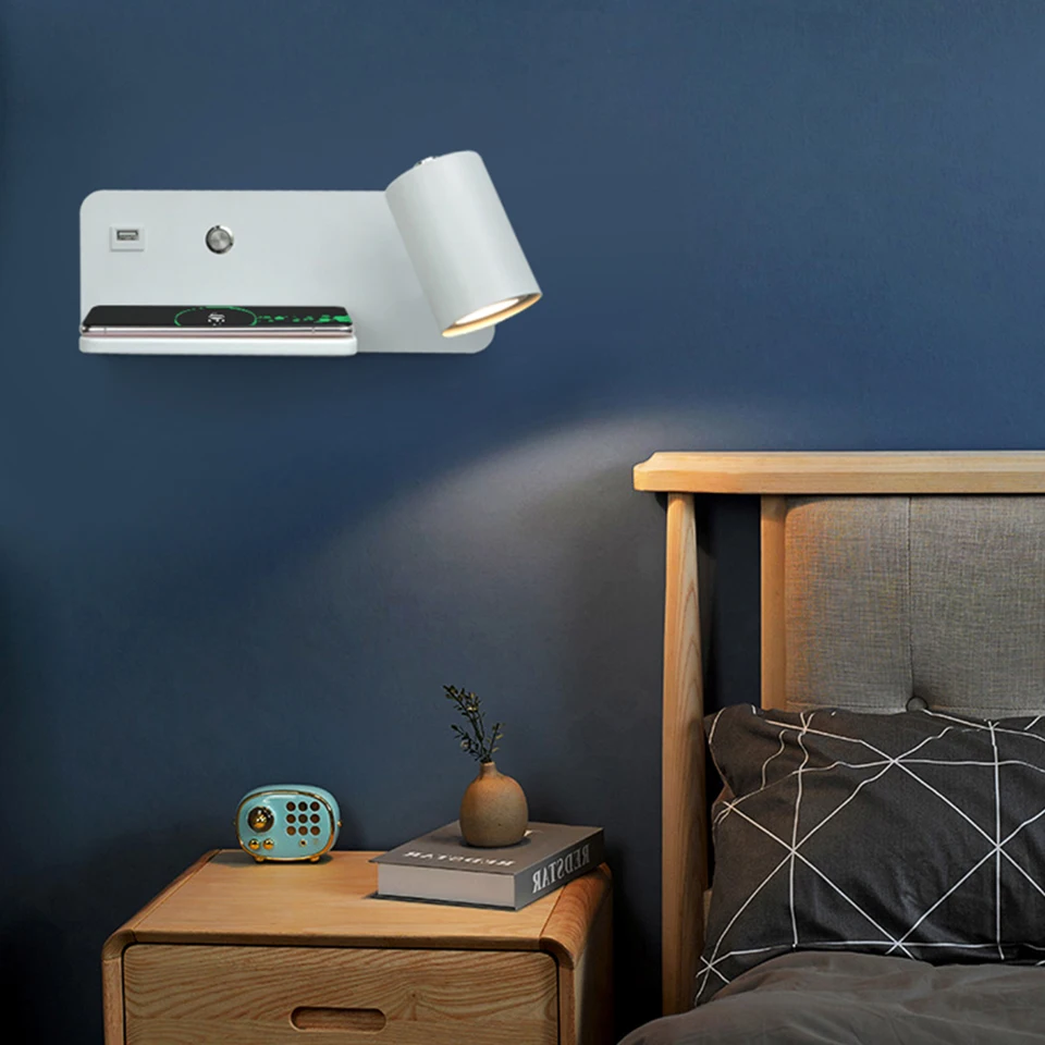 LED Wall Light Wireless Charging USB Charging