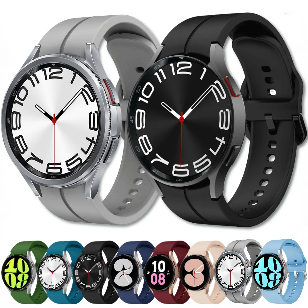 Silicone strap For Samsung Galaxy watch 6 4 Classic 47mm 43mm 46mm Gap free connecting wristband For Galaxy 6 5 4 44mm 40mm 45mm