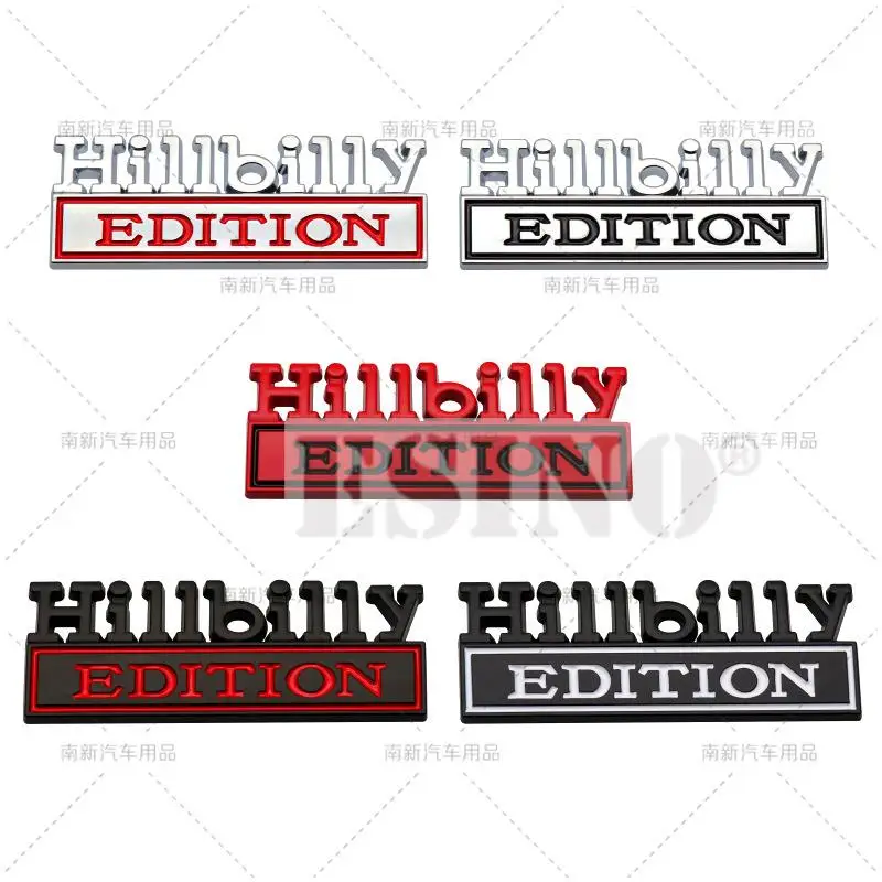 

Car Styling 3D Hillbilly Edition Metal Chrome Zinc Alloy Adhesive Emblem Decorative Badge Funny Decal Auto Accessory