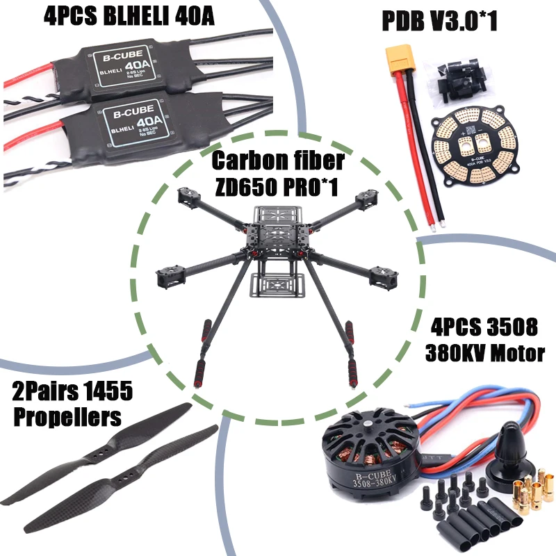 ZD650 PRO 650mm Ardupilot Pixhawk Carbon fiber Quadcopter Frame FPV Quad with Ca