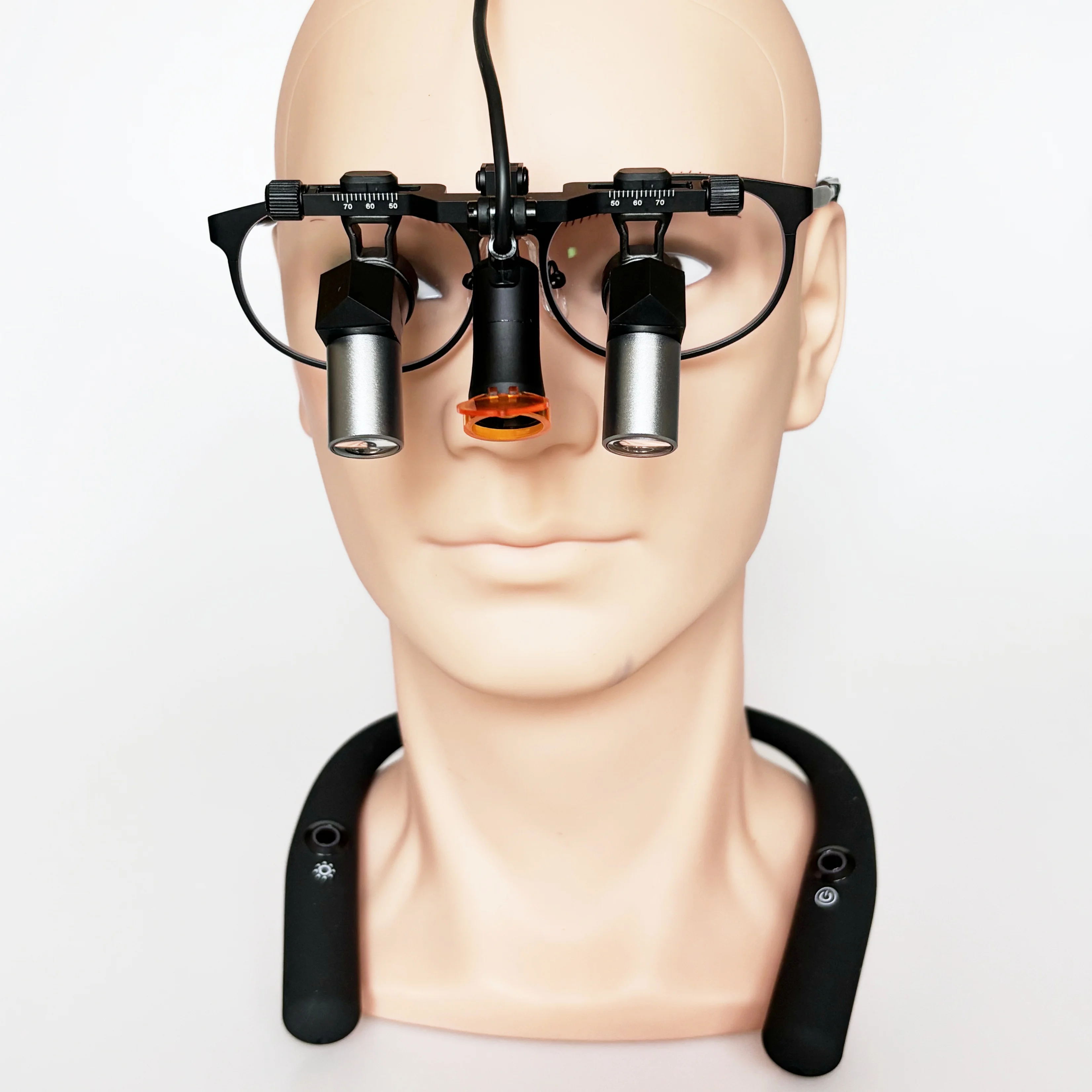 Loupes dentaires ergonomiques à cadre en titane 3,5x 4,5x 5,5x 6,5x, loupes chirurgicales, pas besoin de plier la tête avec lumière 1