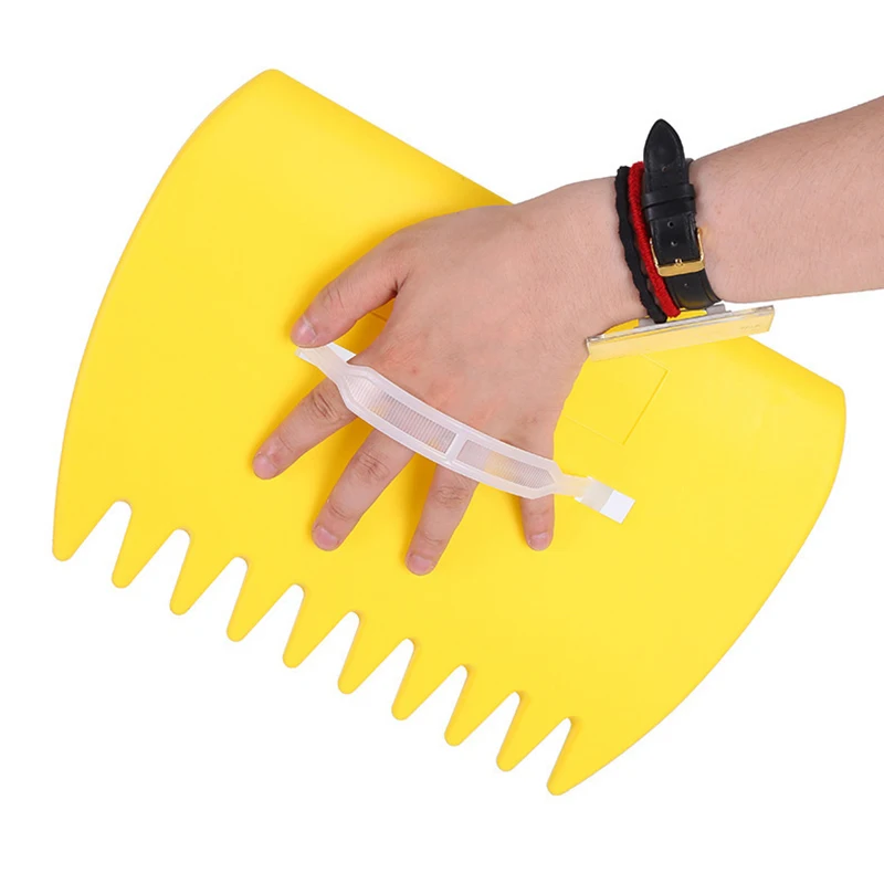 Yellow Garden Yard Leaf Scoops, Leaf Grabbers Collector Grabs Grass Leaves Pick Up Hand Leaf Rakes For Garden Leaf Rubbish