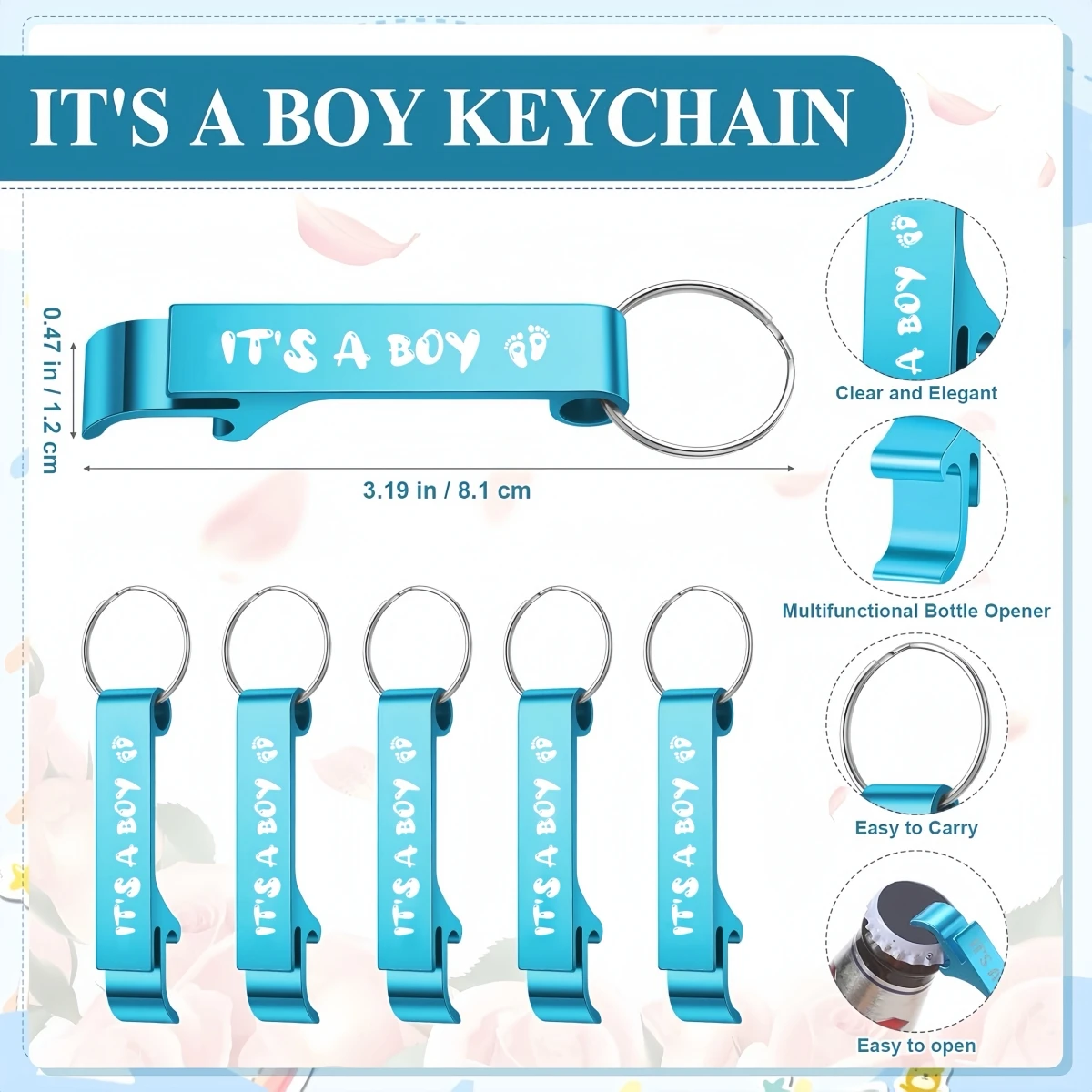 25-100Sets Bottle Openers Keychain Baby Shower Favors Birthday Thank You Gifts for Gender Reveal Party Souvenir