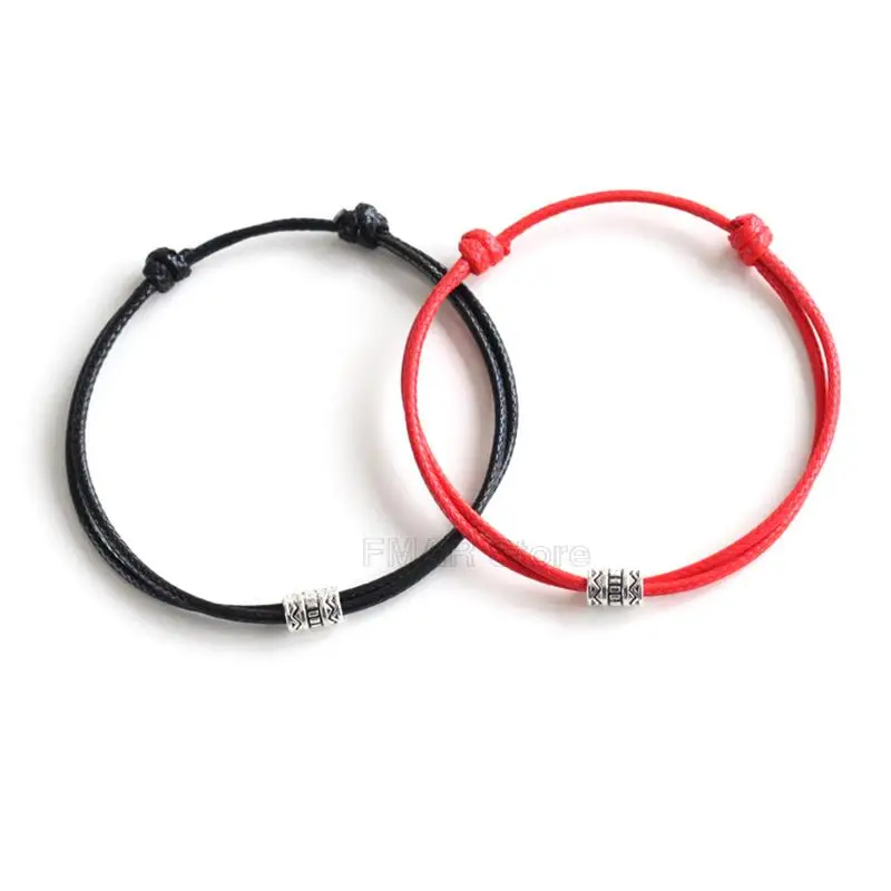 1/2pcs Lucky Adjustable Red Leather Rope Bracelet Couple Handmade Braided Charm Bracelets Women Men Thread Jewelry Gift