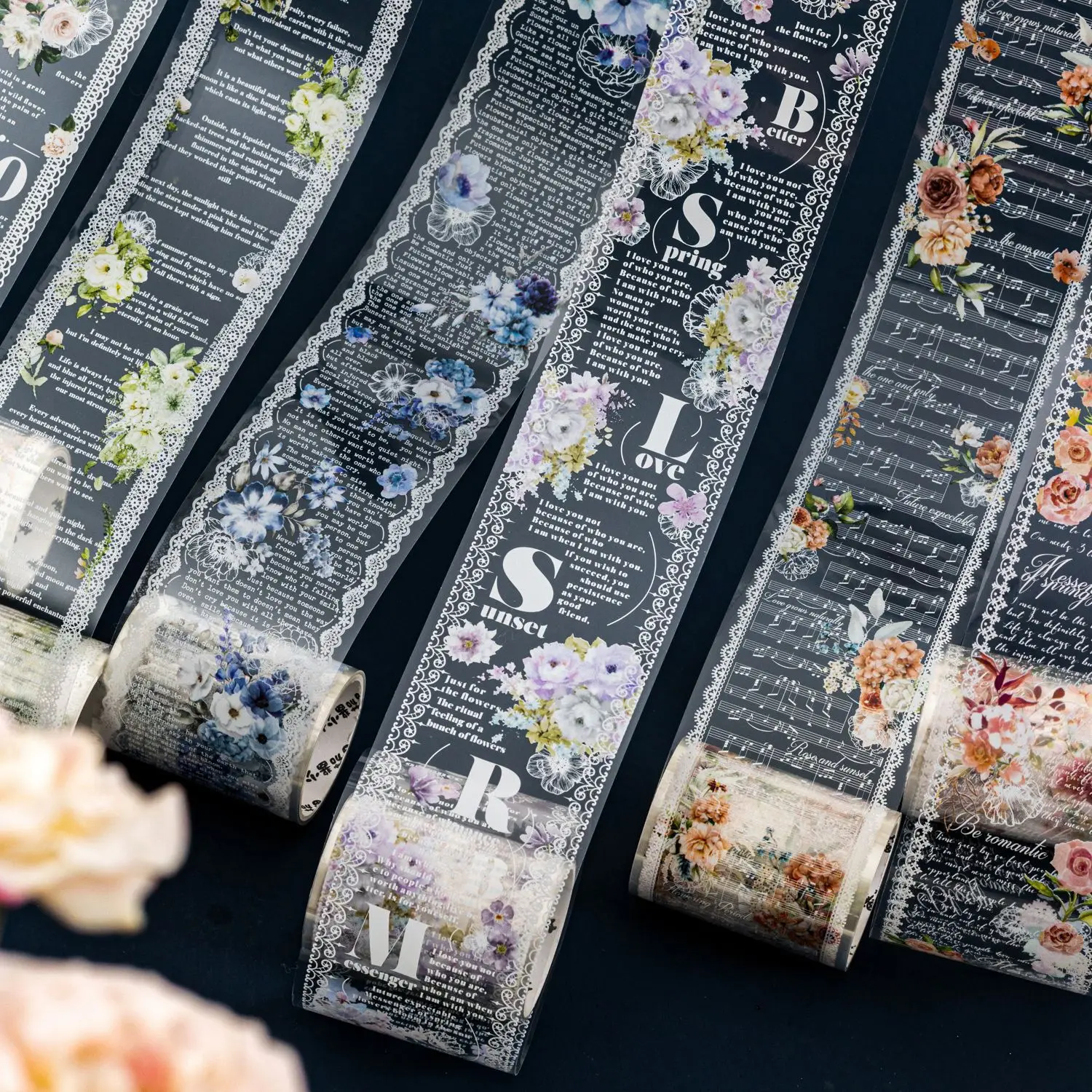 라인 사이에 피어나는 장 접착 테이프, 마스킹 테이프, 정크 저널 스크랩북 스티커, DIY, 1 개/로트