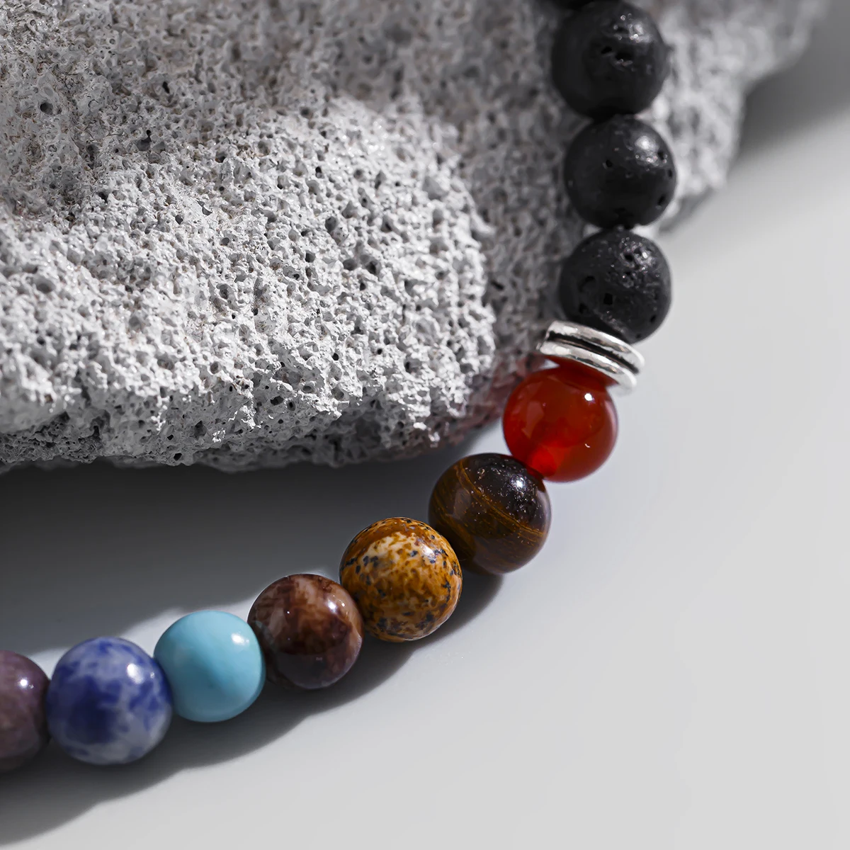 Salircon Fashion Volcanic Stone Glass Beads Anklet for Men Women Classic Adjustable Male Anklet Chain Summer Beach Jewelry ankle chains,beads anklet,fashion accessories