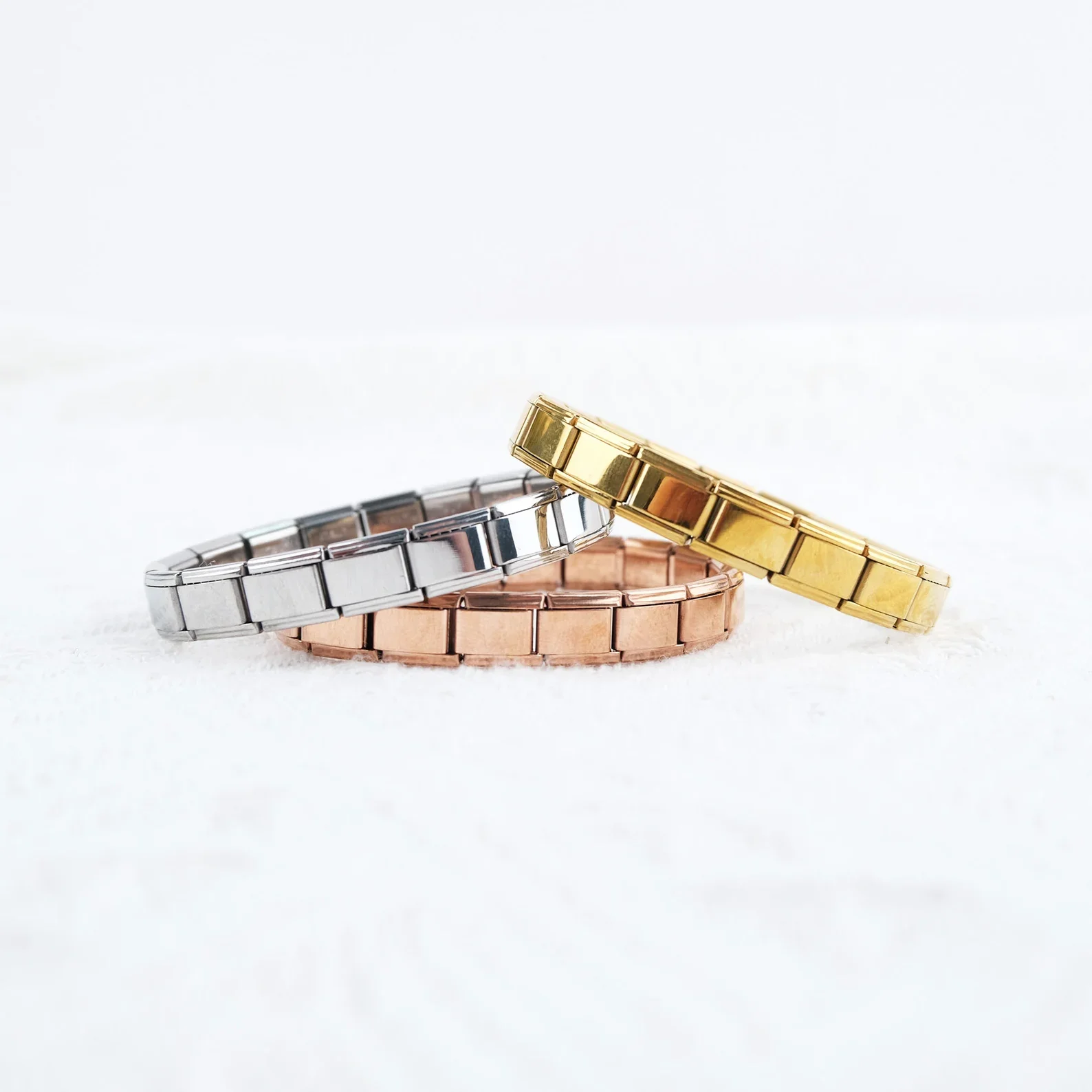 Fashion Simple Elastic Italian Charm Link Chain Stainless Steel Bracelet for Women Men Colorful Bangle on Hand DIY Jewelry Gift