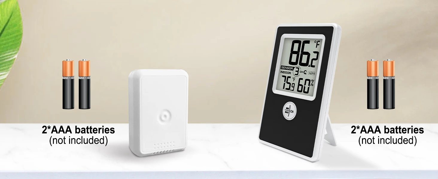 Digital Thermometer Hygrometer Wireless Temperature Humidity Monitor with Remote