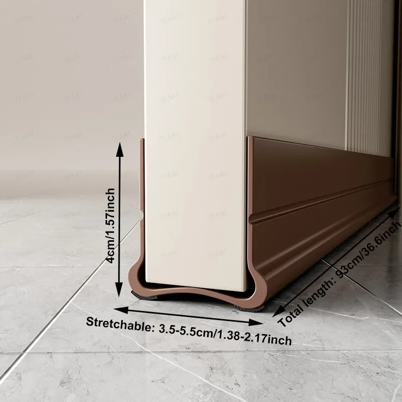 Universal Door Weather Stripping - Adjustable Triple Seal, Soundproof & Windproof Bottom Strips, Easy Install Draft Stopper