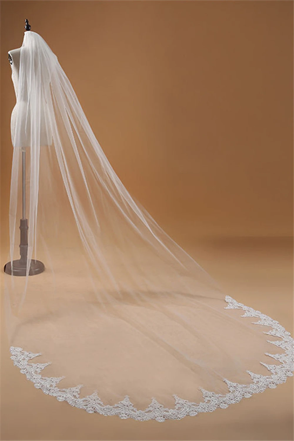 Bridal Veil Voile Mariage 3M One Layer Lace Edge Cathedral Wedding Veil