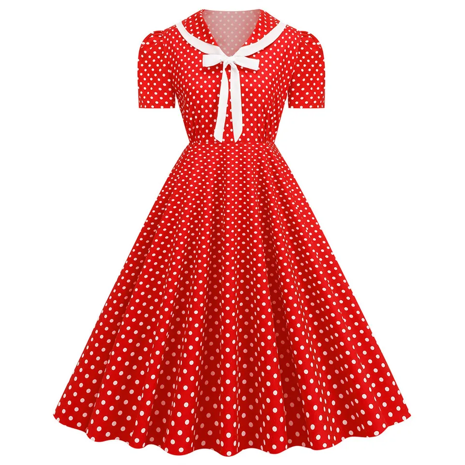 Vintage Polka Dot Swing Dress for Women