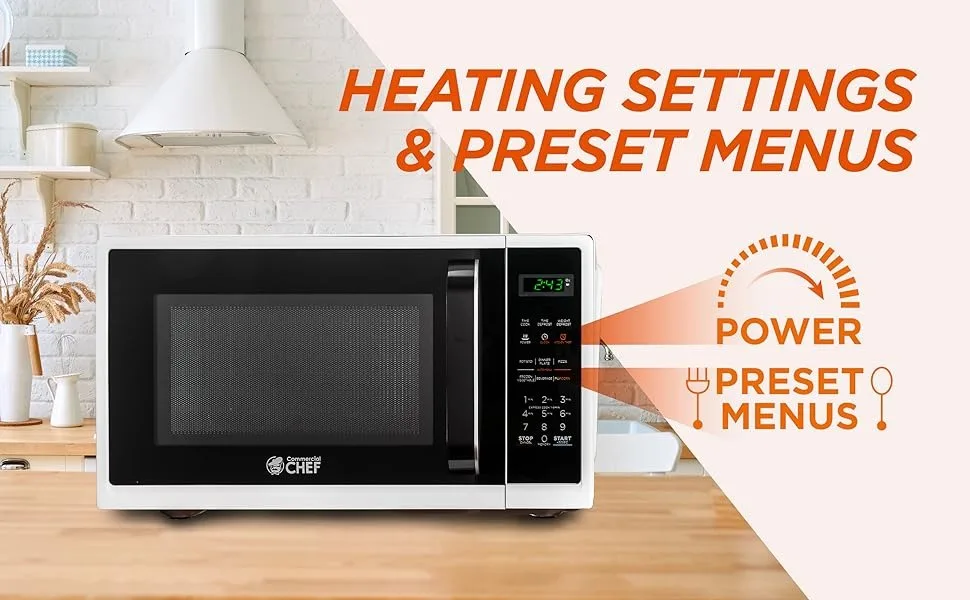powerful microwave with 6 heat settings countertop