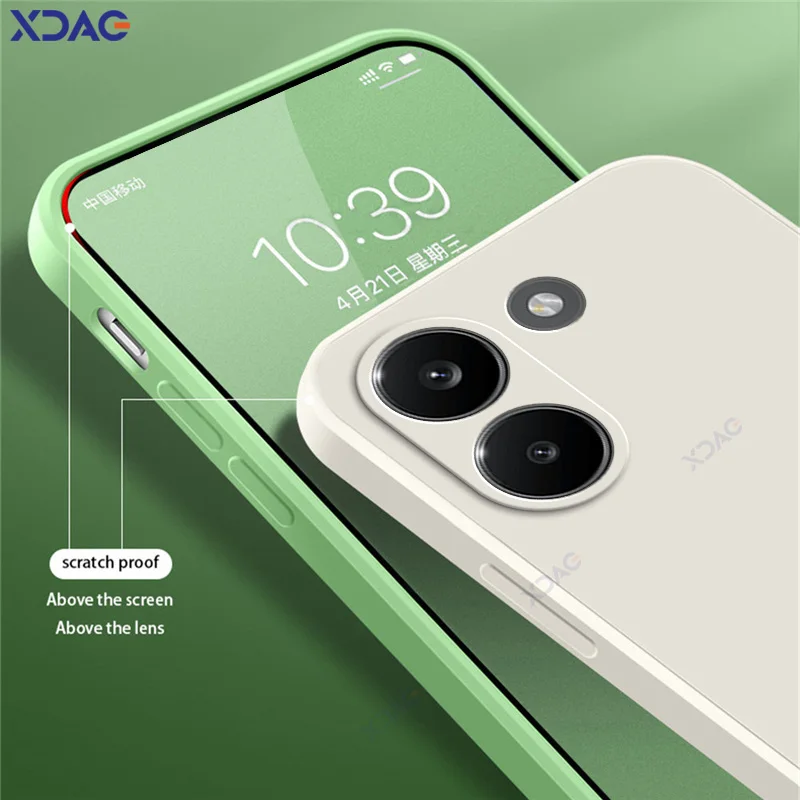 Minimalist Design Liquid Silicone Case with Camera Protection and Straight Edges