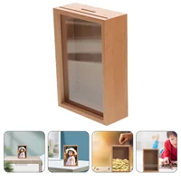  Wood Coin Bank Clear Window Photo Frame Piggy Bank For Adults Money Saving Jar Wooden Box Home Decor Money Boxes 1