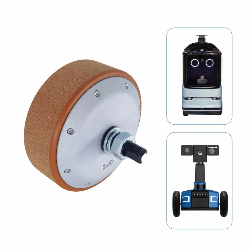 ROHS LVDS IP54 8인치 48V 800W 20N.m 150RPM 300kg 하중 BLDC 1024선 엔코더 휠 허브 모터 (PU 타이어 포함) AGV 로봇용