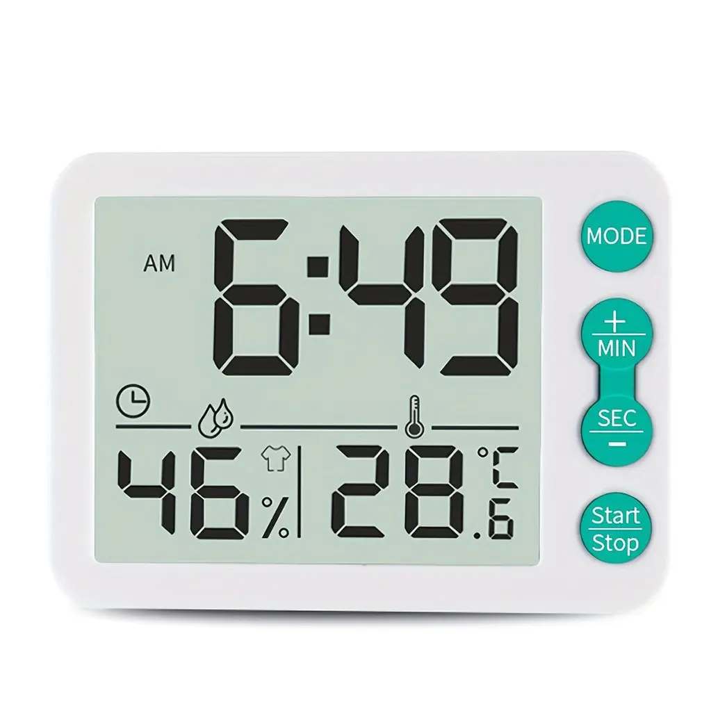 

Large Screen Alarm Clock Timer Thermometer Hygrometer LCD Digital Indoor Temperature Humidity Meter Countdown Weather Station