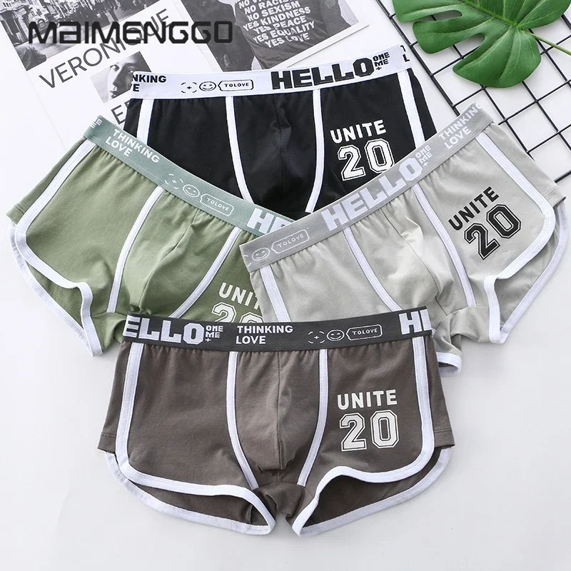 1/3pc Men Underwear Sports Boxer Shorts Cotton Oversized Solid Color Youth Fashion Sports Lingerie Comfortable Underpants