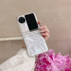 Kawaii Glitter Jellyfish Flower Shell Bow Bracelet Shockproof Phone Case for OPPO Find N3Flip (A)