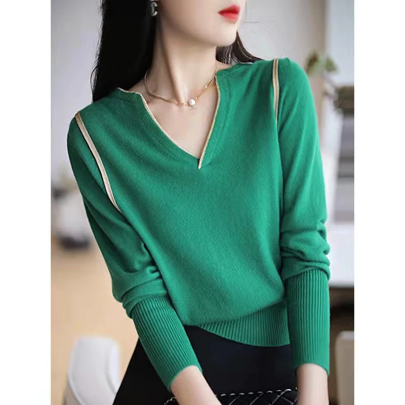 

Pull Femme 2023 Autumn Winter Korean Style Black Sweater For Women Long Sleeve Warm Pullover Knitted Tops Female V Neck Sweaters
