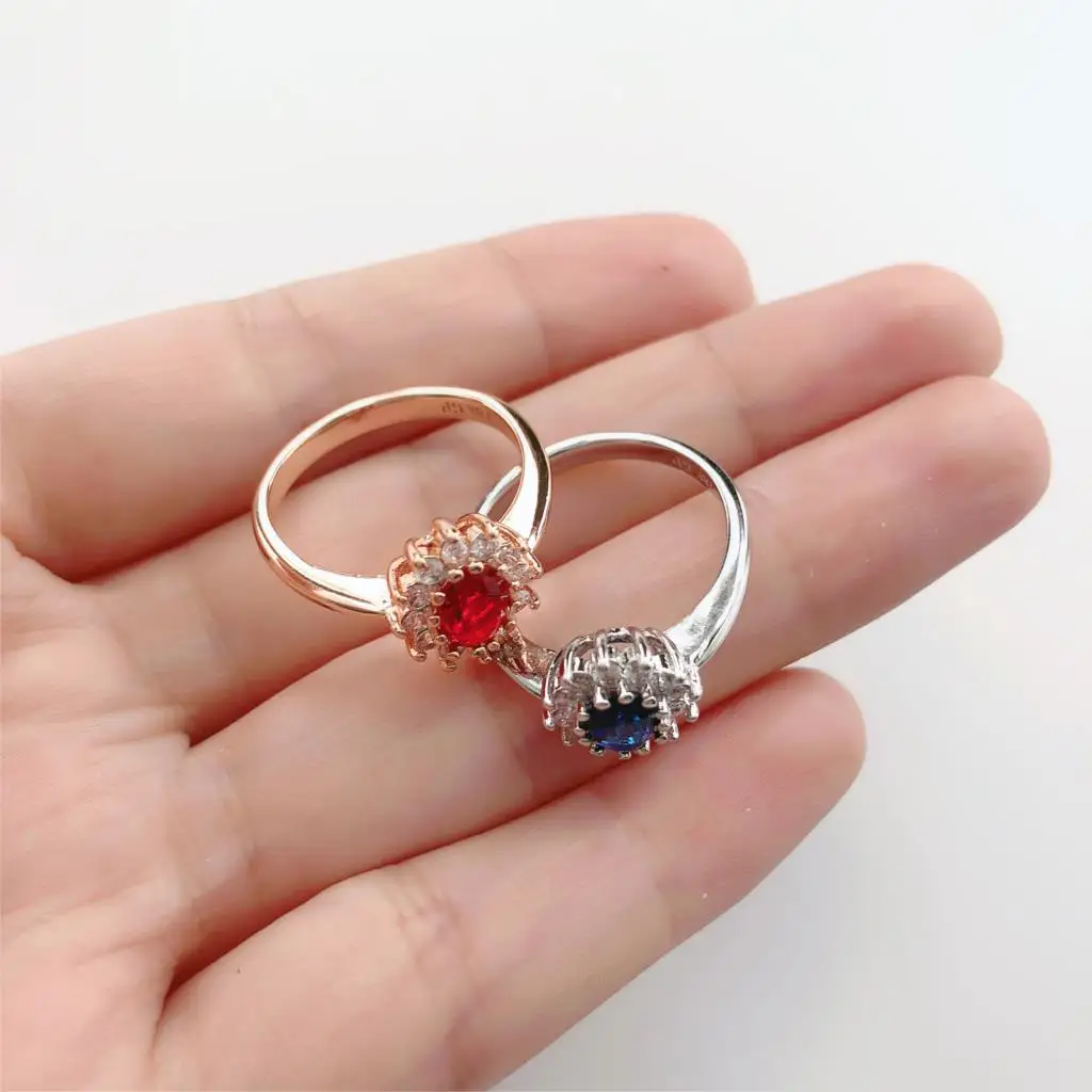 Silver Ring Wedding Rings Finger Rings Womens Ring Ring Jewelry Signet Ring Diana Ring For Women Princess Style Blue Crystal Zircon