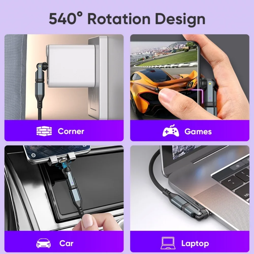 OTG 어댑터 PD 240W 타입 C 여성형에서 타입 C IOS 마이크로 USB 남성형 변환기 9핀 마그네틱 고속 충전 어댑터 아이폰 노트북용