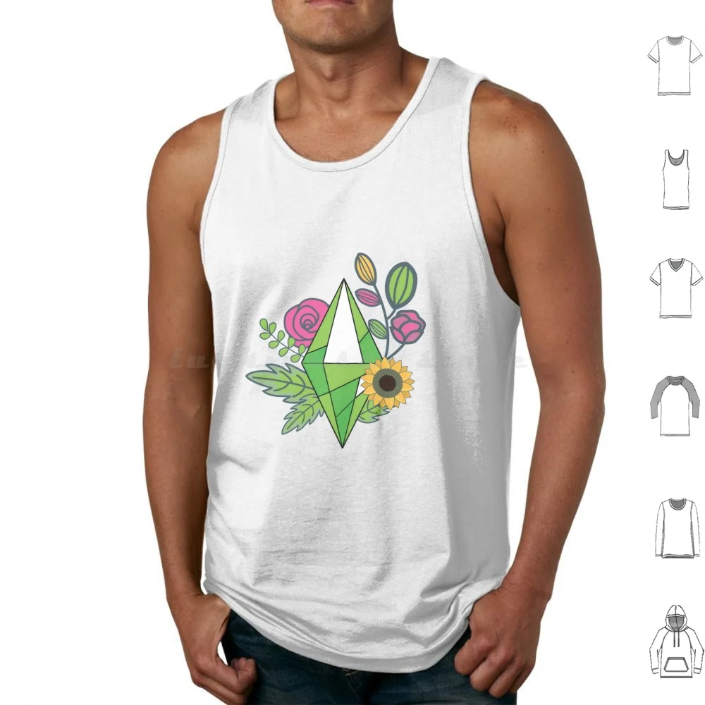 Plumbob Flower Tank Tops Print Cotton Sims The Sims Sims 4 The Sims 4 Plumbob Roses Cute Flower Plumbob Sims Flower