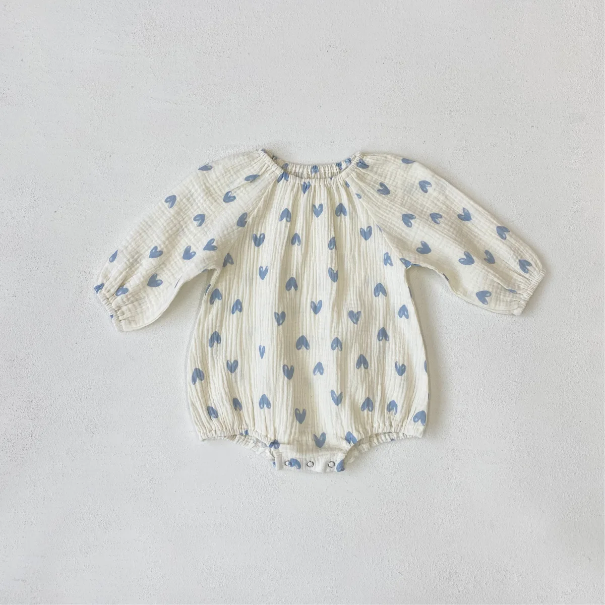2025 Summer New Baby Girl Blue Heart Print Bodysuit Newborn Cotton Long Sleeve Jumpsuit For Infant Girl Clothes 0-24M 1 2025 Summer New Baby Girl Blue Heart Print Bodysuit Newborn Cotton Long Sleeve Jumpsuit For Infant Girl Clothes 0-24M
