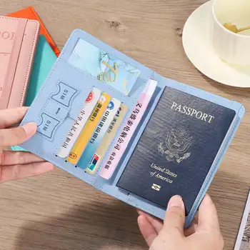 Borsa per passaporto con cinturino in pelle PU Porta passaporto RFID Custodia protettiva Portafoglio da viaggio Borsa per carte Porta biglietti Pass Cover