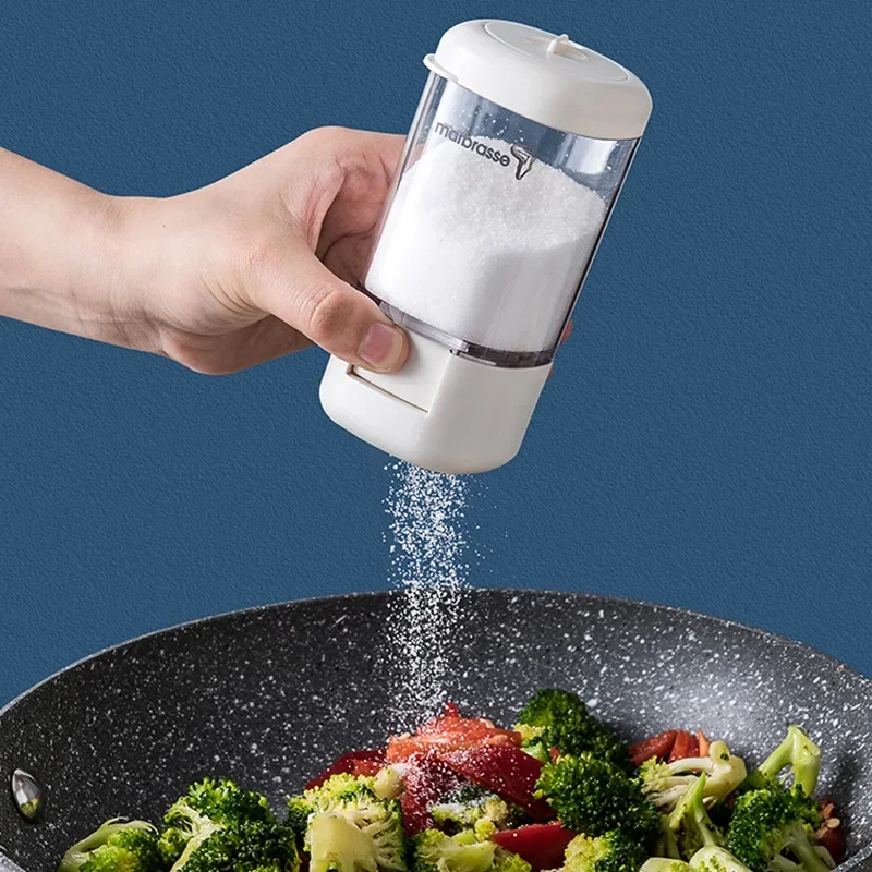 2g Metering Salt Shaker Push Type Salt Dispenser Tank Sugar Bottle Shaker Canister Quantitative Spice Seasoning Box