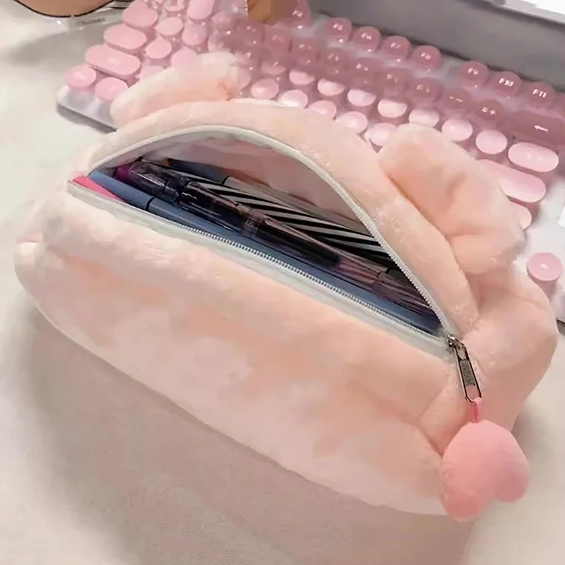 봉제 핑크 돼지 펜 가방, 창의적인 패션 학생 펜 가방, 대용량 문구 스크랩북 보관 가방, 학교 사무용품